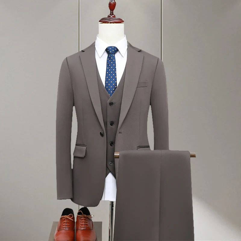 Herren Slim-Fit Dreiteiliger Business-Anzug mit Weste und schlanker Anzughose Nord Taschen