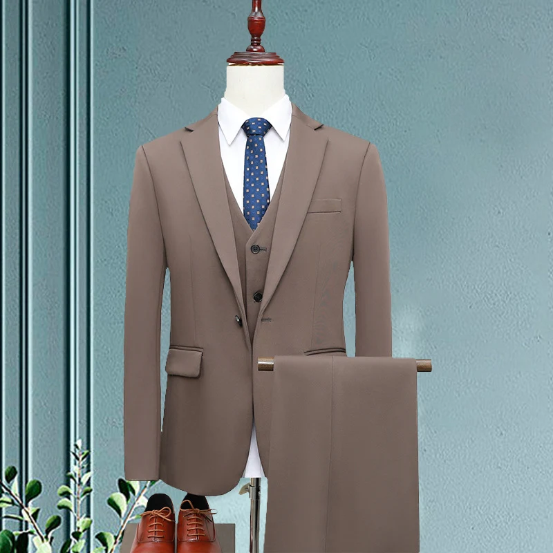 Herren Slim-Fit Dreiteiliger Business-Anzug mit Weste und schlanker Anzughose Nord Taschen