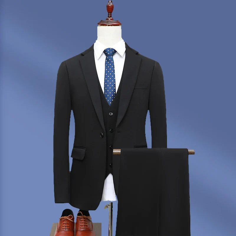 Herren Slim-Fit Dreiteiliger Business-Anzug mit Weste und schlanker Anzughose Nord Taschen