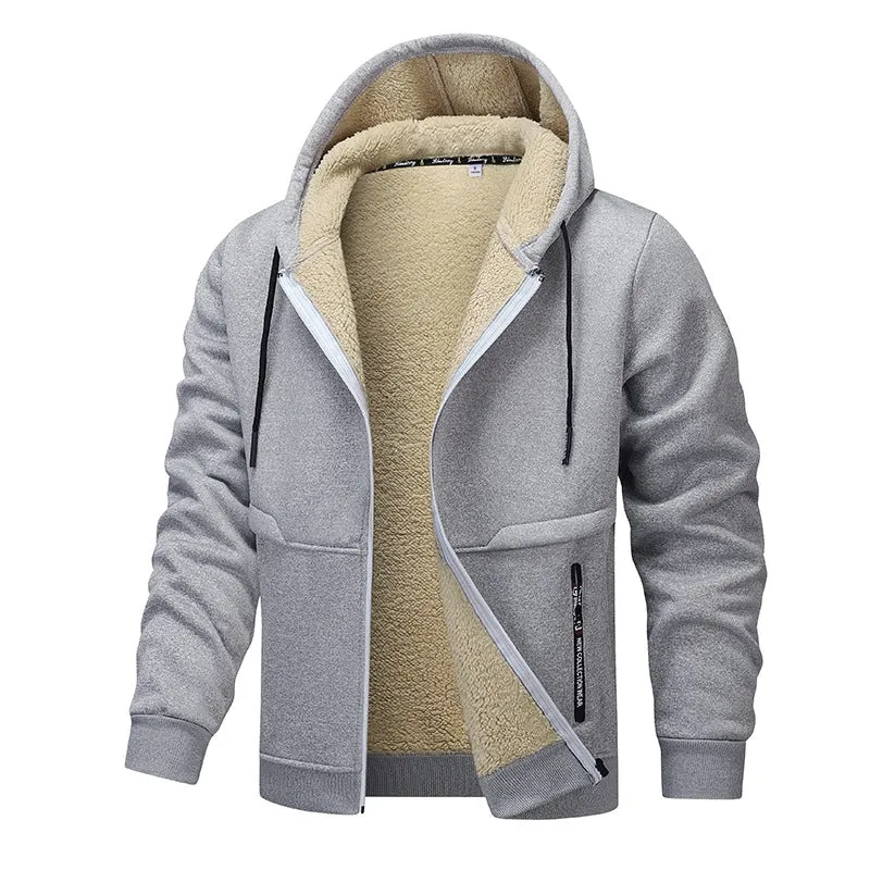 Herren Sherpa‑gefütterte Zip‑Hoodiejacke im Urban‑Casual‑Stil mit Teddyfleece‑Innenfutter Nord Taschen
