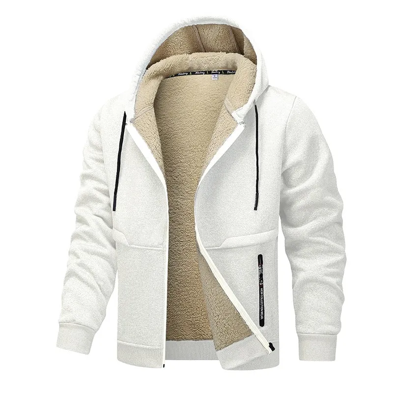 Herren Sherpa‑gefütterte Zip‑Hoodiejacke im Urban‑Casual‑Stil mit Teddyfleece‑Innenfutter Nord Taschen