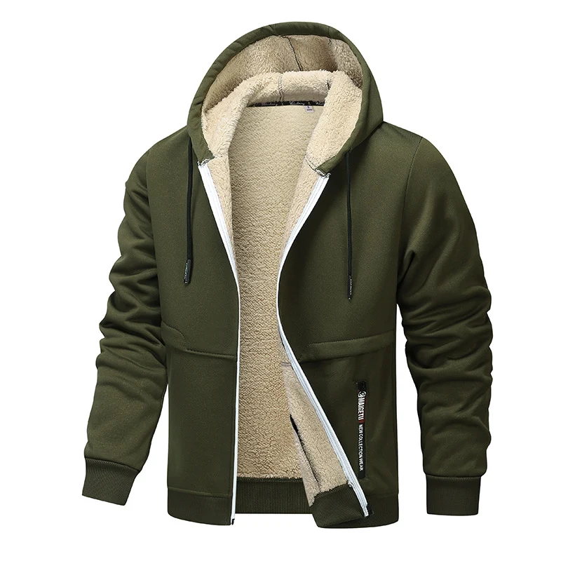 Herren Sherpa‑gefütterte Zip‑Hoodiejacke im Urban‑Casual‑Stil mit Teddyfleece‑Innenfutter Nord Taschen