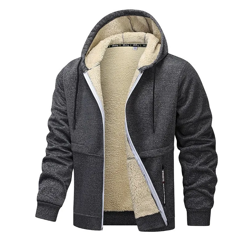 Herren Sherpa‑gefütterte Zip‑Hoodiejacke im Urban‑Casual‑Stil mit Teddyfleece‑Innenfutter Nord Taschen