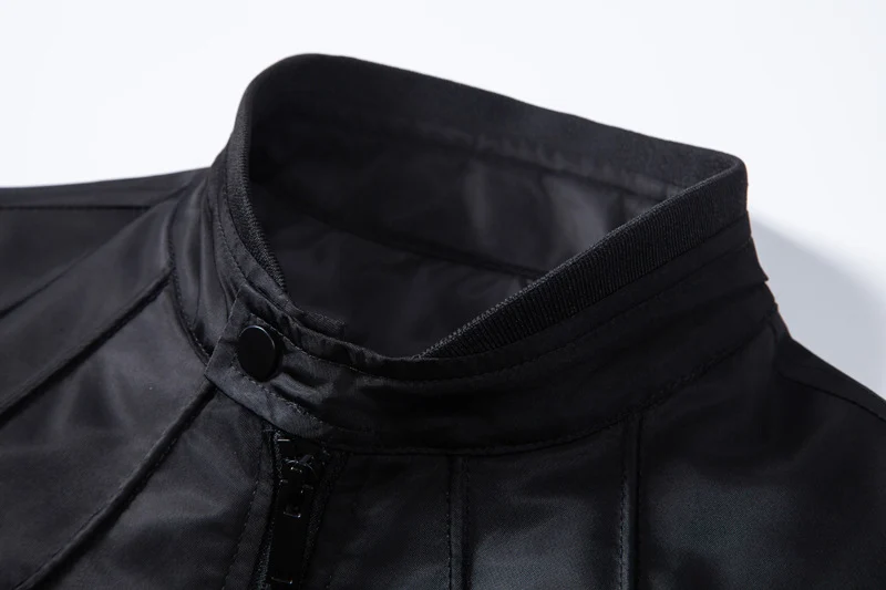 Herren schmale wasserabweisende Kunstlederoptik-Übergangsjacke mit Stehkragen Nord Taschen