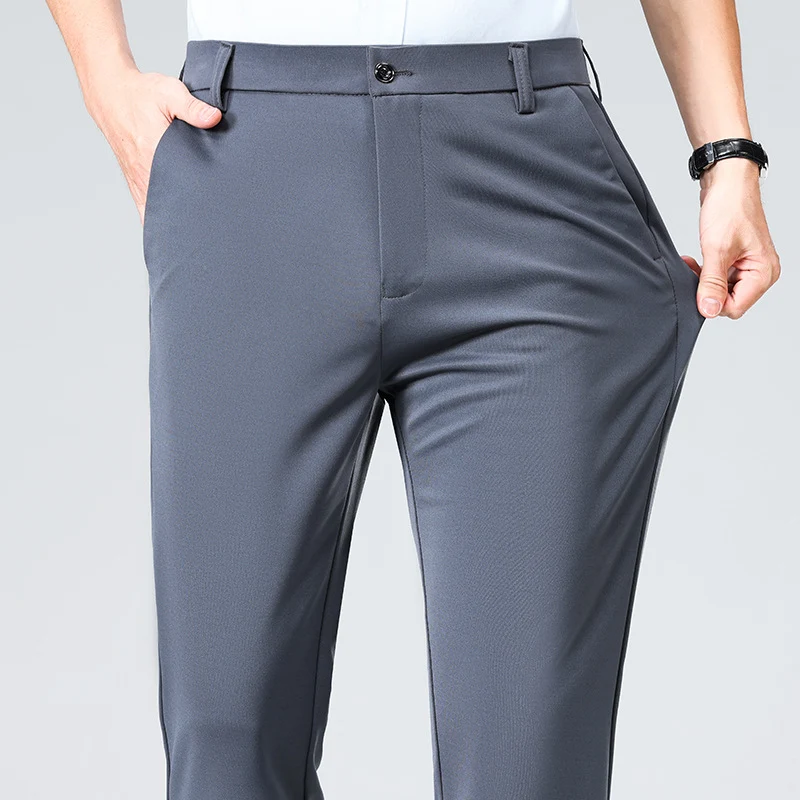 Herren Schlanke Business-Chinohose mit Stretch-Twill, Bügelfalte & verdeckten Reißverschlusstaschen Nord Taschen