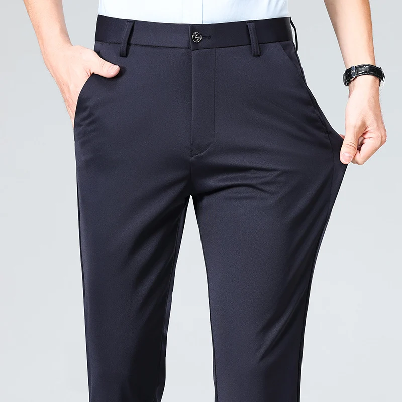 Herren Schlanke Business-Chinohose mit Stretch-Twill, Bügelfalte & verdeckten Reißverschlusstaschen Nord Taschen