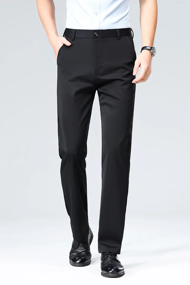 Herren Schlanke Business-Chinohose mit Stretch-Twill, Bügelfalte & verdeckten Reißverschlusstaschen Nord Taschen
