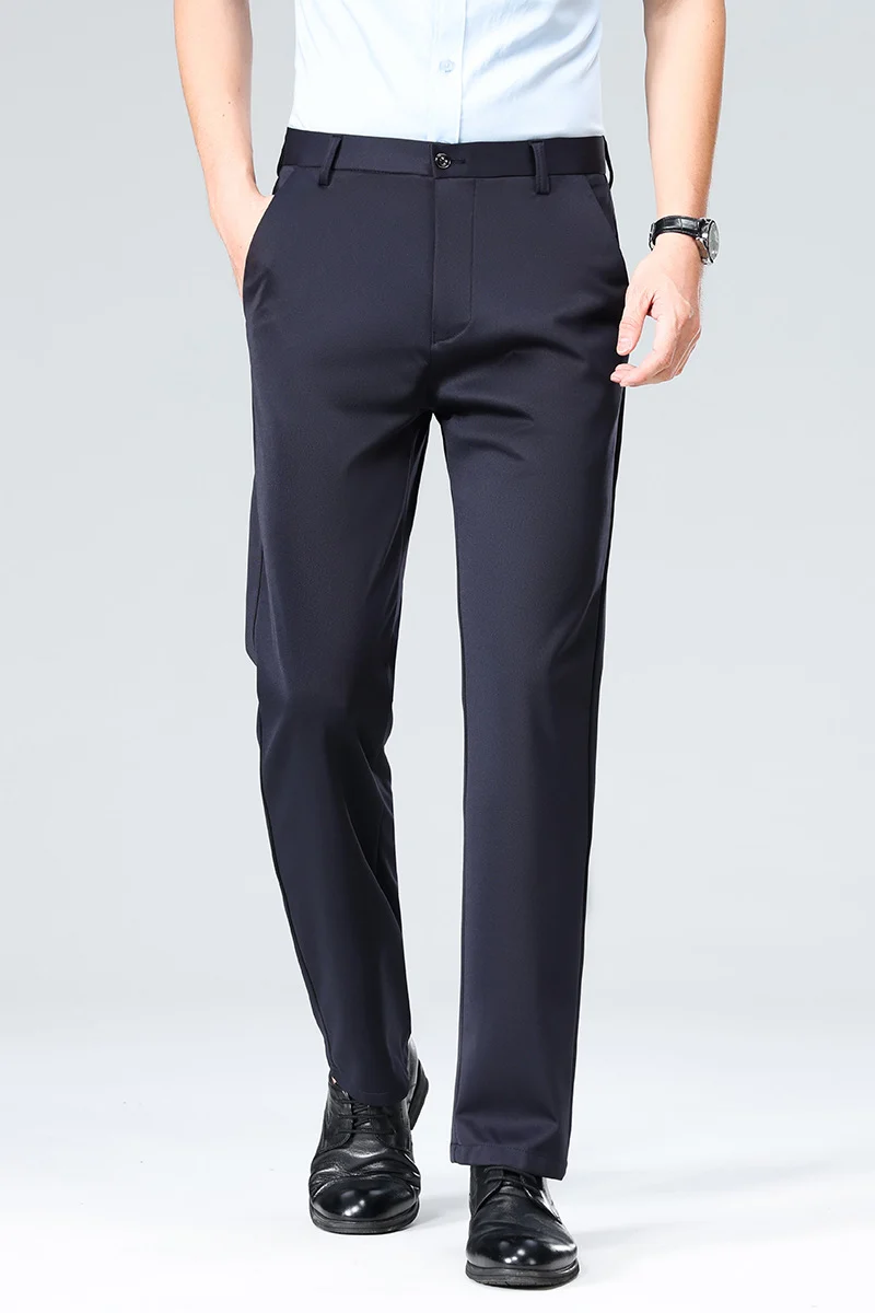 Herren Schlanke Business-Chinohose mit Stretch-Twill, Bügelfalte & verdeckten Reißverschlusstaschen Nord Taschen