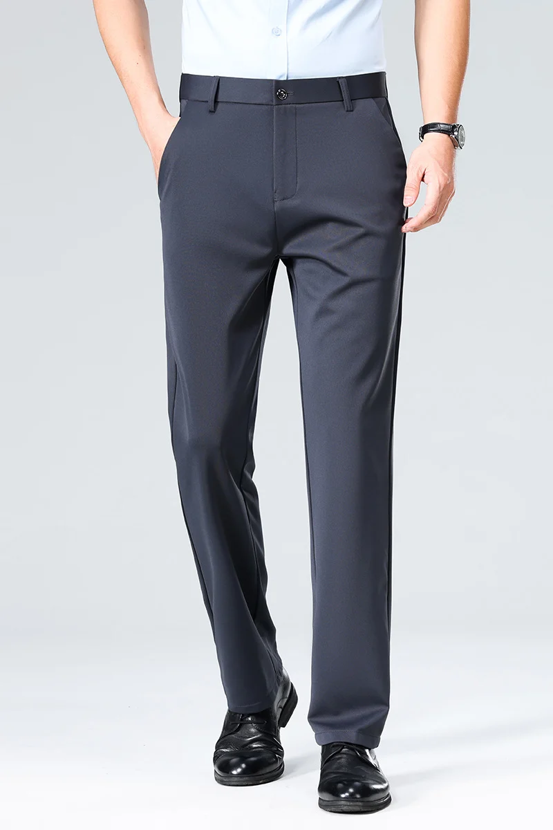 Herren Schlanke Business-Chinohose mit Stretch-Twill, Bügelfalte & verdeckten Reißverschlusstaschen Nord Taschen