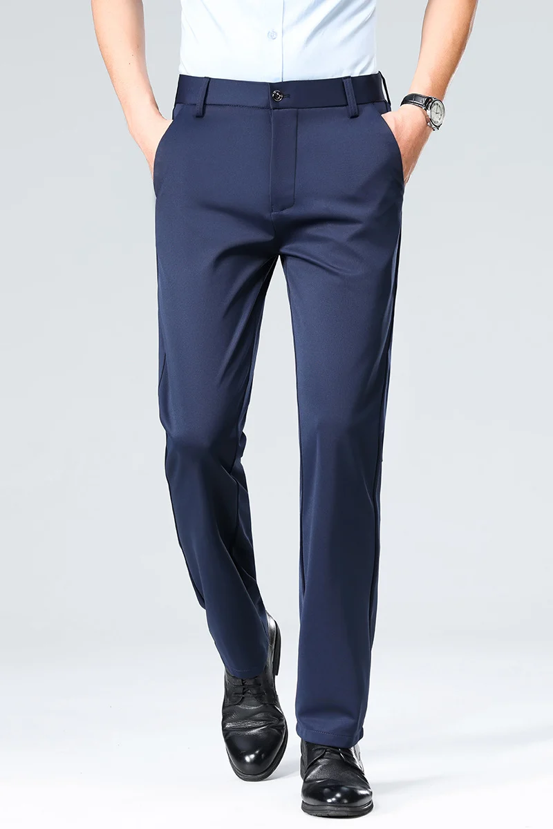 Herren Schlanke Business-Chinohose mit Stretch-Twill, Bügelfalte & verdeckten Reißverschlusstaschen Nord Taschen