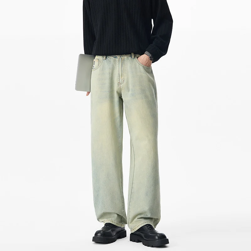 Herren Baggy-Jeans aus verwaschenem Ombre-Denim mit weitem Bein Nord Taschen