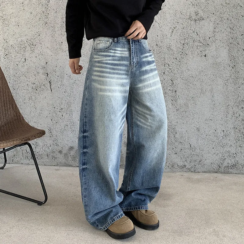 Damen Weite High‑Waist Baggy-Jeans mit Used‑Fade und extra weitem Bein Nord Taschen