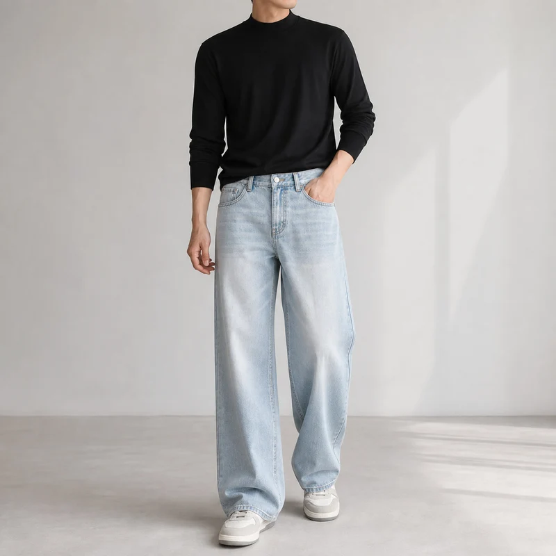 Damen High-Waist Wide-Leg Jeans aus softem Denim mit weitem Bein Nord Taschen