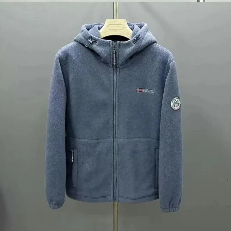 Herren Warme Fleece-Kapuzenjacke mit Sherpa-Futter, Windschutz & Reißverschlusstaschen Nord Taschen