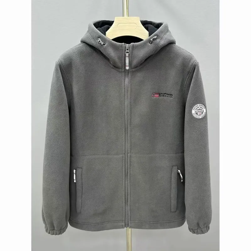 Herren Warme Fleece-Kapuzenjacke mit Sherpa-Futter, Windschutz & Reißverschlusstaschen Nord Taschen