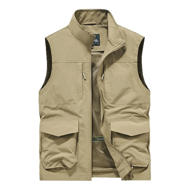 Herren Utility-Outdoorweste mit Multifachtaschen, Mesh-Futter & Stehkragen Nord Taschen