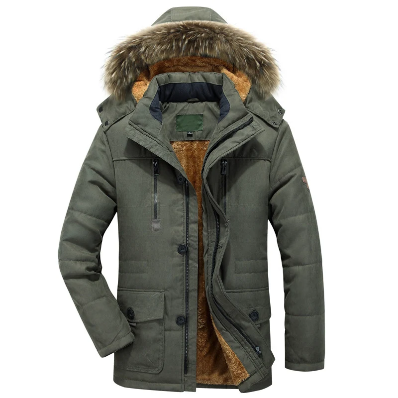 Herren Thermoisolierter Winterparka mit Teddyfutter und Kunstfellkapuze Nord Taschen