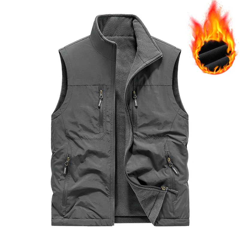 Herren Thermo-Utility-Weste mit Fleecefutter, winddichter Außenlage und Multifach-Reißverschlusstaschen Nord Taschen
