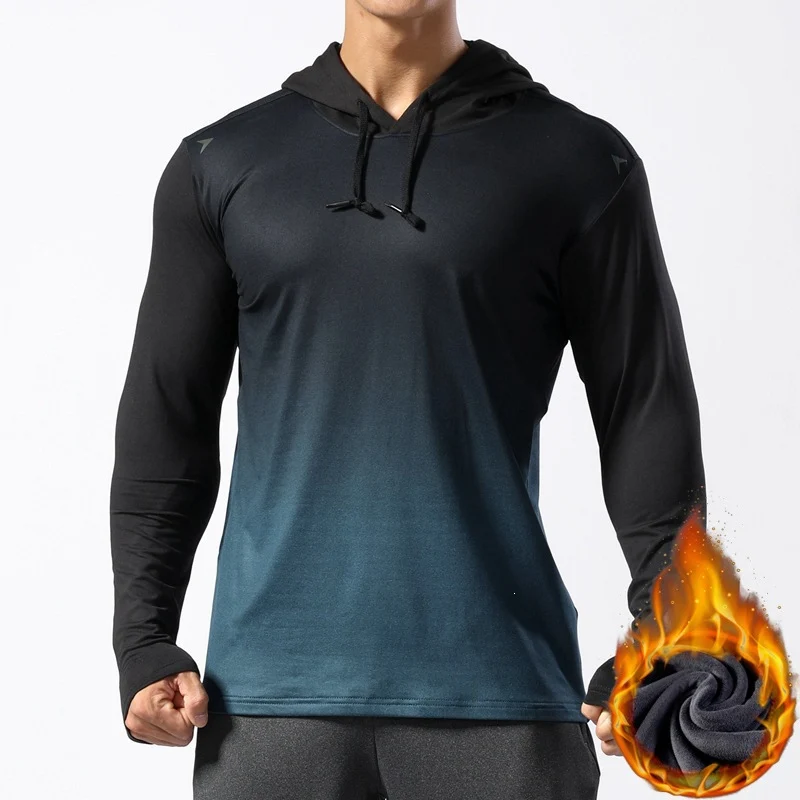 Herren Thermo-Langarm-Hoodie aus Funktionsstretch mit Kapuze, Daumenloch & feuchtigkeitsregulierender Fütterung Nord Taschen