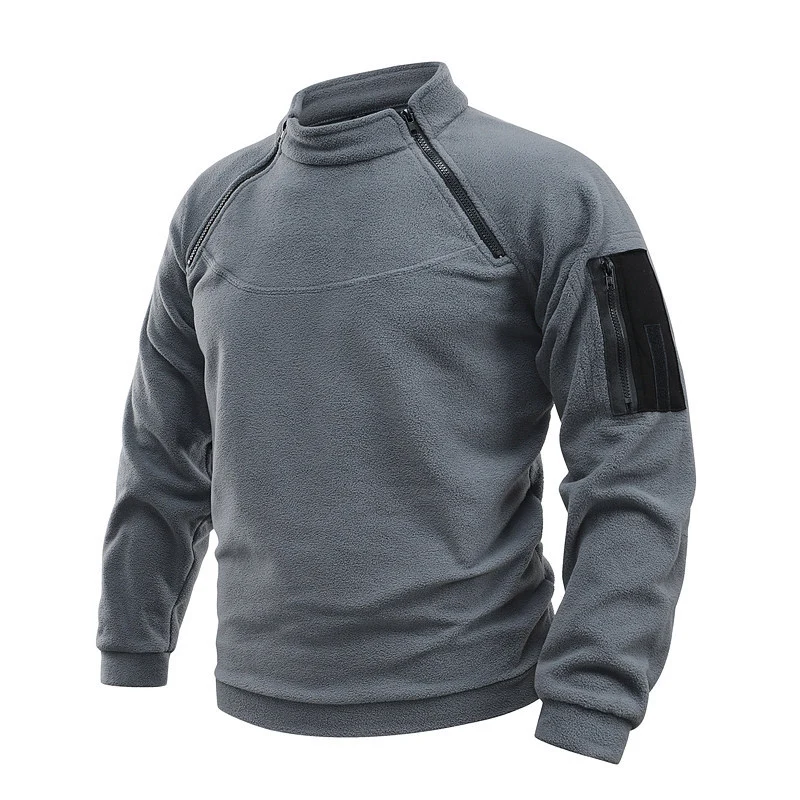Herren Thermo-Funktionspullover im taktischen Stil mit Arm-Reißverschlusstasche Nord Taschen