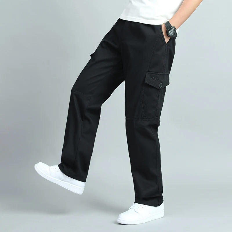 Herren Robuste Canvas-Cargohose mit geradem Bein, Knieabnähern & Klappentaschen Nord Taschen