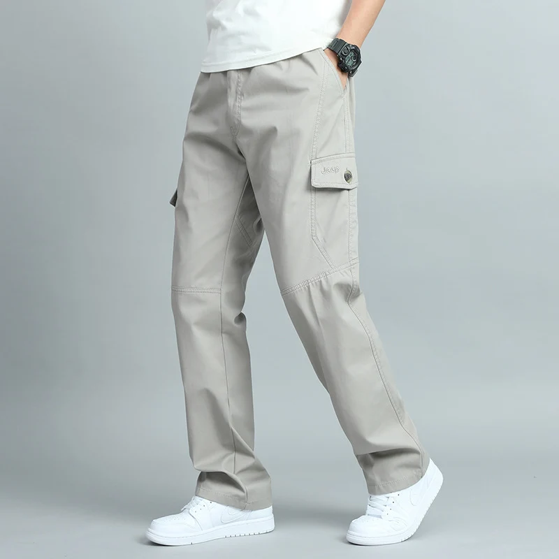 Herren Robuste Canvas-Cargohose mit geradem Bein, Knieabnähern & Klappentaschen Nord Taschen