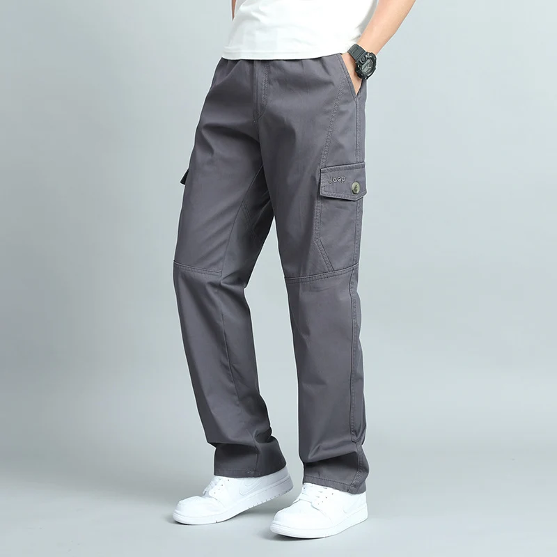 Herren Robuste Canvas-Cargohose mit geradem Bein, Knieabnähern & Klappentaschen Nord Taschen