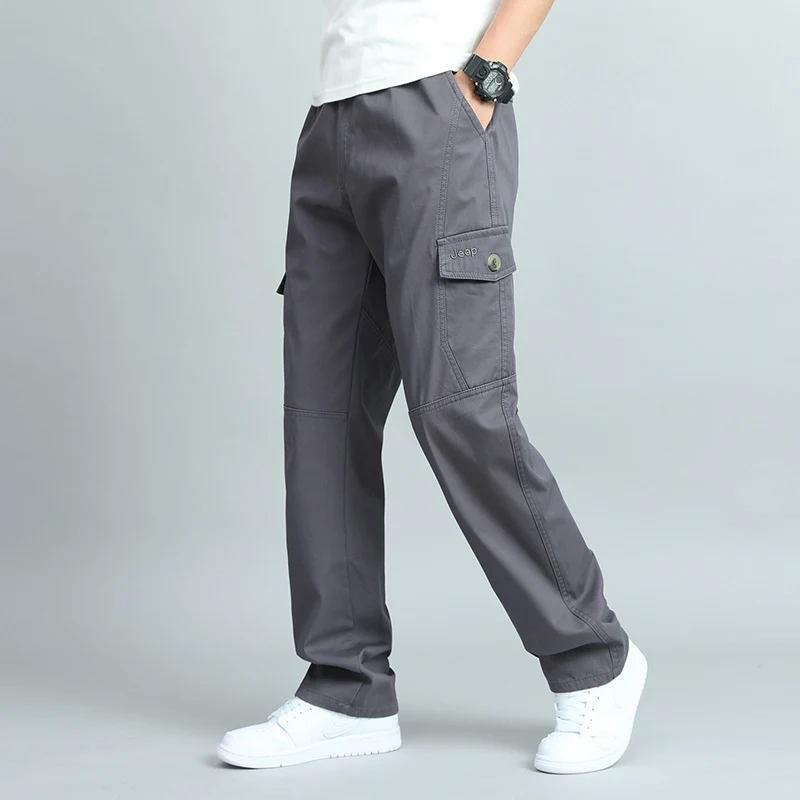 Herren Robuste Canvas-Cargohose mit geradem Bein, Knieabnähern & Klappentaschen Nord Taschen