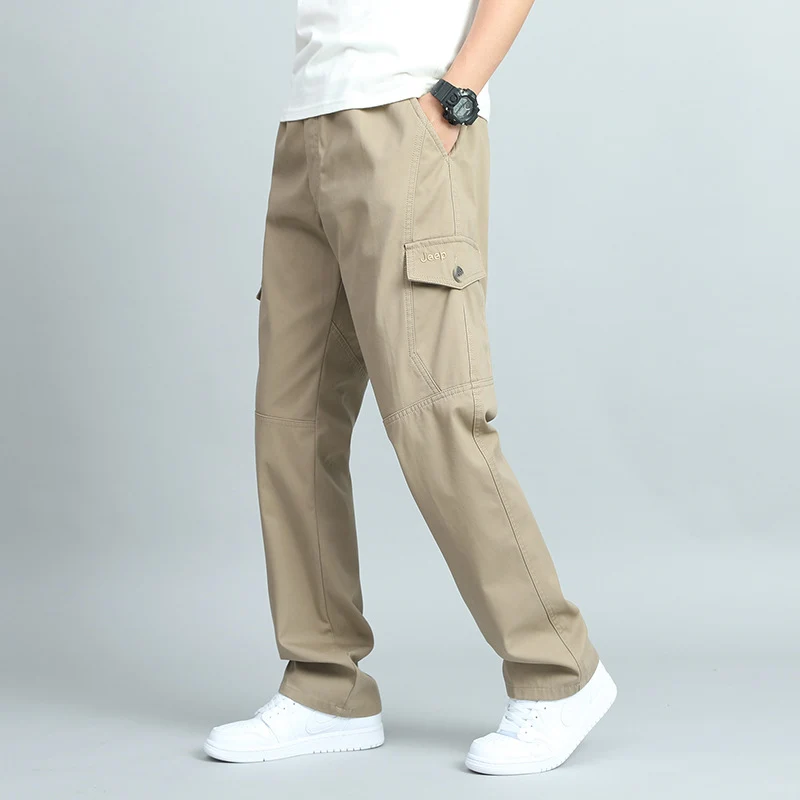 Herren Robuste Canvas-Cargohose mit geradem Bein, Knieabnähern & Klappentaschen Nord Taschen