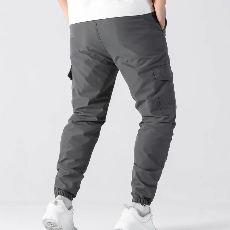 Herren Utility-Cargohose im Joggerstil mit Tunnelzug, elastischem Bund & Klappentaschen Nord Taschen