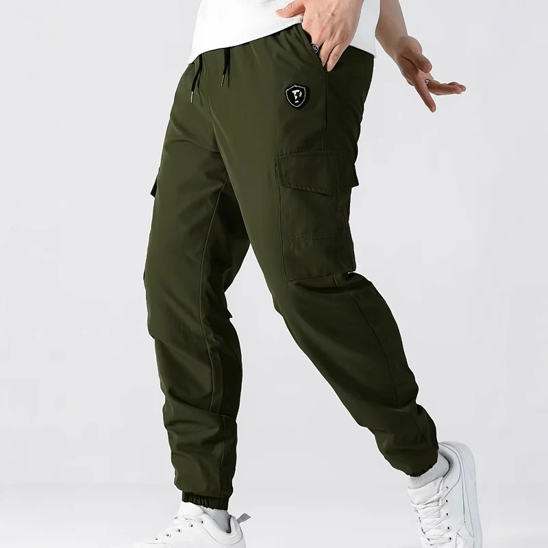 Herren Utility-Cargohose im Joggerstil mit Tunnelzug, elastischem Bund & Klappentaschen Nord Taschen