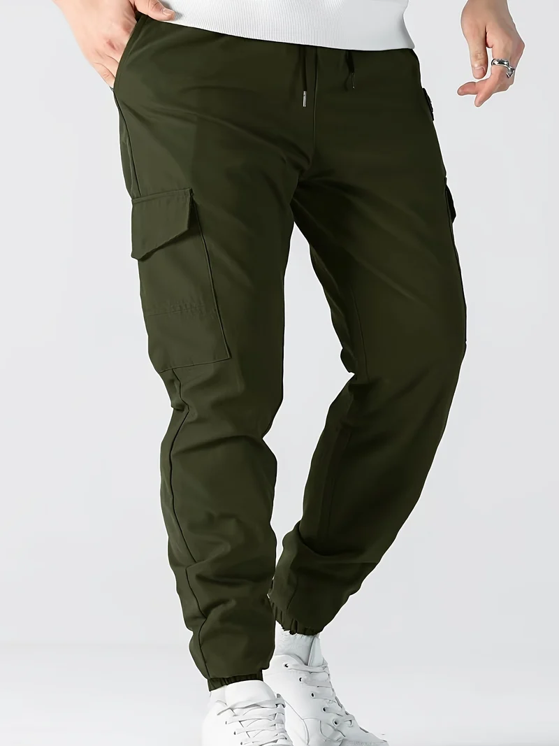 Herren Utility-Cargohose im Joggerstil mit Tunnelzug, elastischem Bund & Klappentaschen Nord Taschen