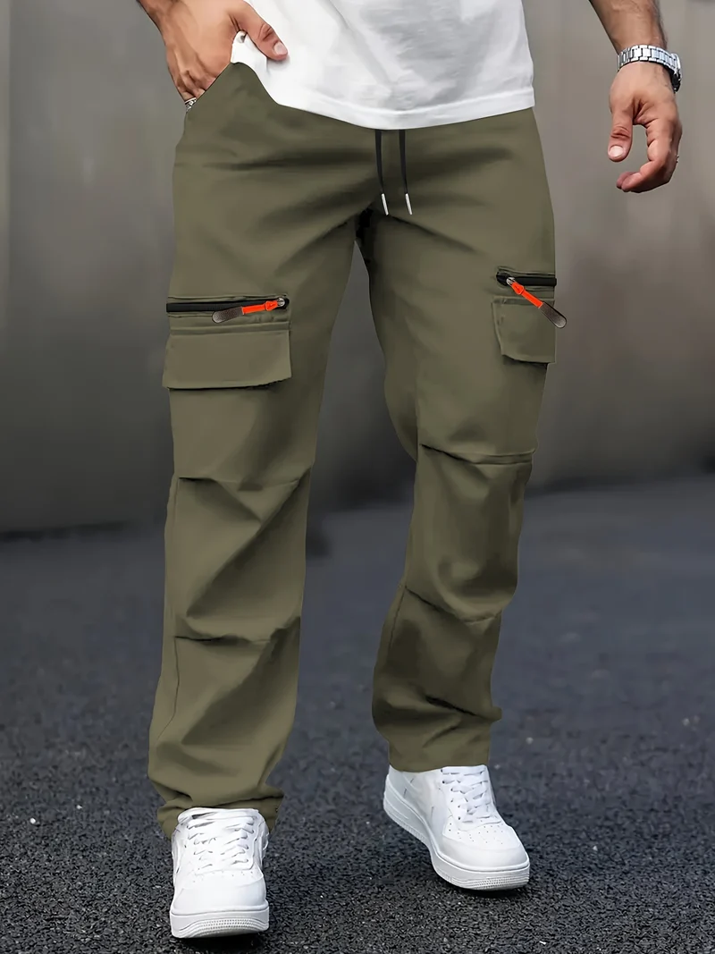 Herren Utility-Cargohose im Joggerstil mit Reißverschluss-Taschen & Kordelbund Nord Taschen