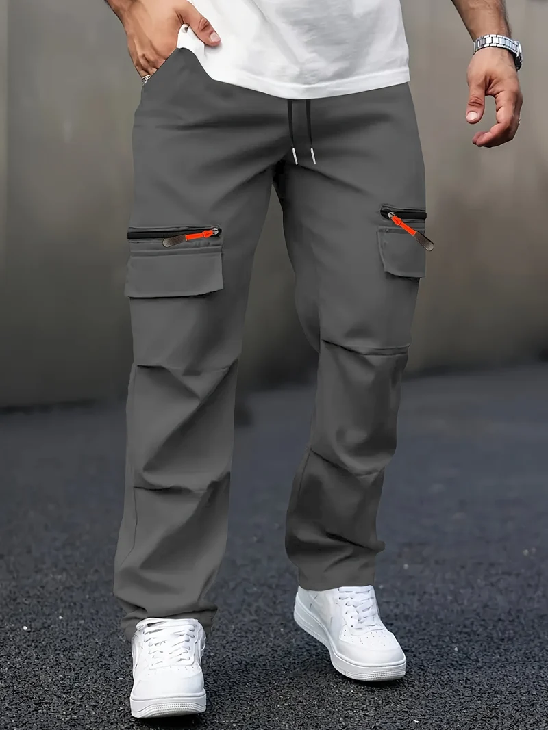 Herren Utility-Cargohose im Joggerstil mit Reißverschluss-Taschen & Kordelbund Nord Taschen
