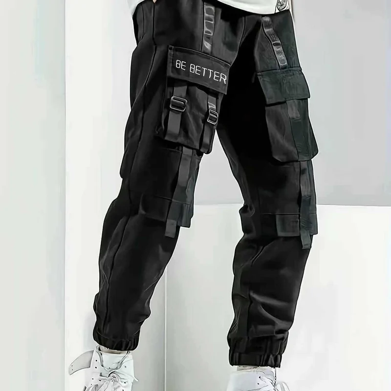 Herren Utility-Cargohose im Joggerstil mit Multifachtaschen, Ziergurten & Kordelbund Nord Taschen