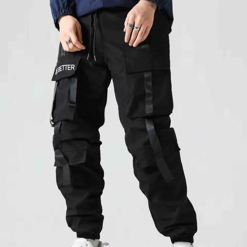 Herren Utility-Cargohose im Joggerstil mit Multifachtaschen, Ziergurten & Kordelbund Nord Taschen