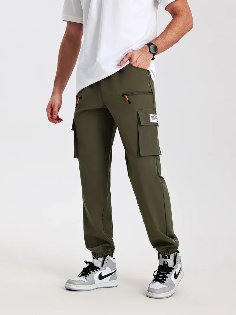 Herren Utility-Cargohose im Joggerstil mit elastischem Bund, Multifachtaschen & Reißverschlusstaschen Nord Taschen