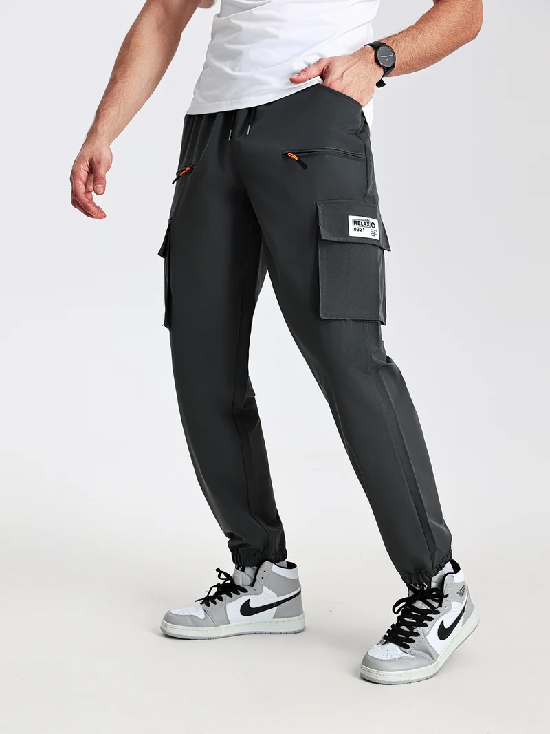 Herren Utility-Cargohose im Joggerstil mit elastischem Bund, Multifachtaschen & Reißverschlusstaschen Nord Taschen