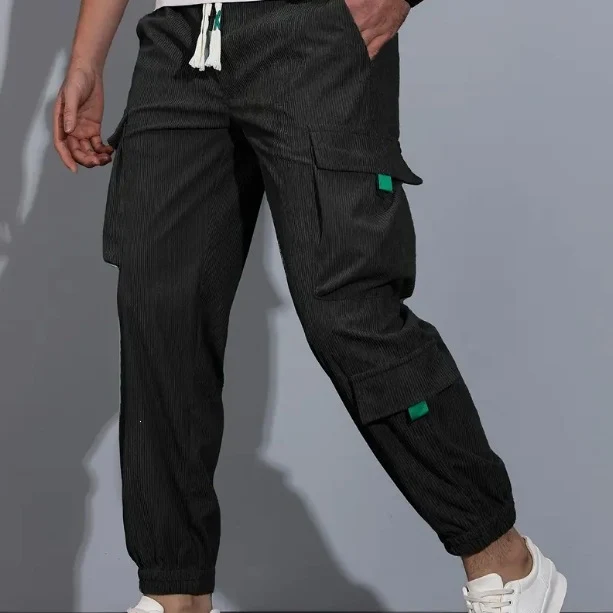 Herren Utility-Cargohose im Joggerstil aus strukturierter Baumwollmischung mit elastischem Bund & Mehrfachtaschen Nord Taschen
