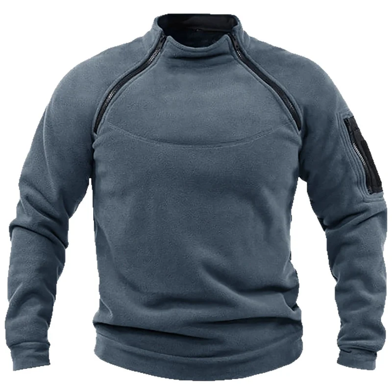 Herren Thermo-Fleecepullover mit Schulterreißverschlüssen, Stehkragen & Ärmel‑Utilitytasche Nord Taschen