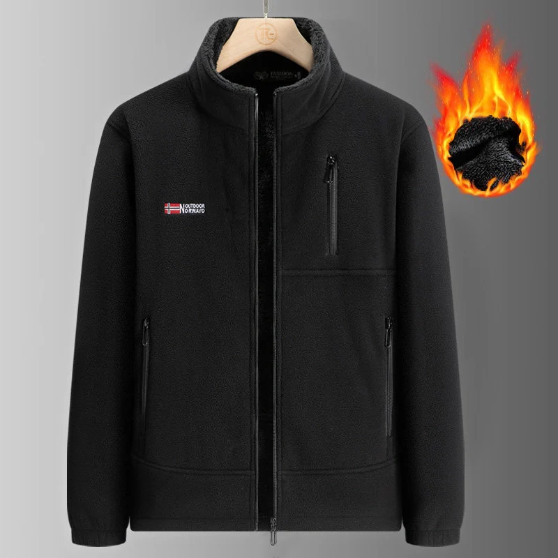 Herren Thermo‑Fleecejacke mit Sherpa‑Futter, hohem Stehkragen & wasserabweisenden Reißverschlüssen Nord Taschen