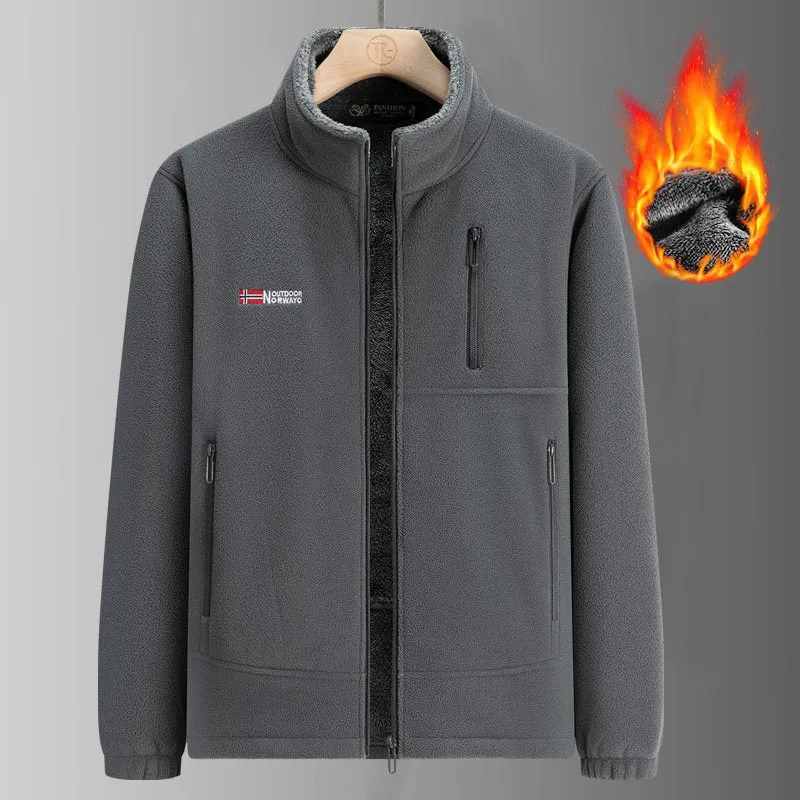 Herren Thermo‑Fleecejacke mit Sherpa‑Futter, hohem Stehkragen & wasserabweisenden Reißverschlüssen Nord Taschen