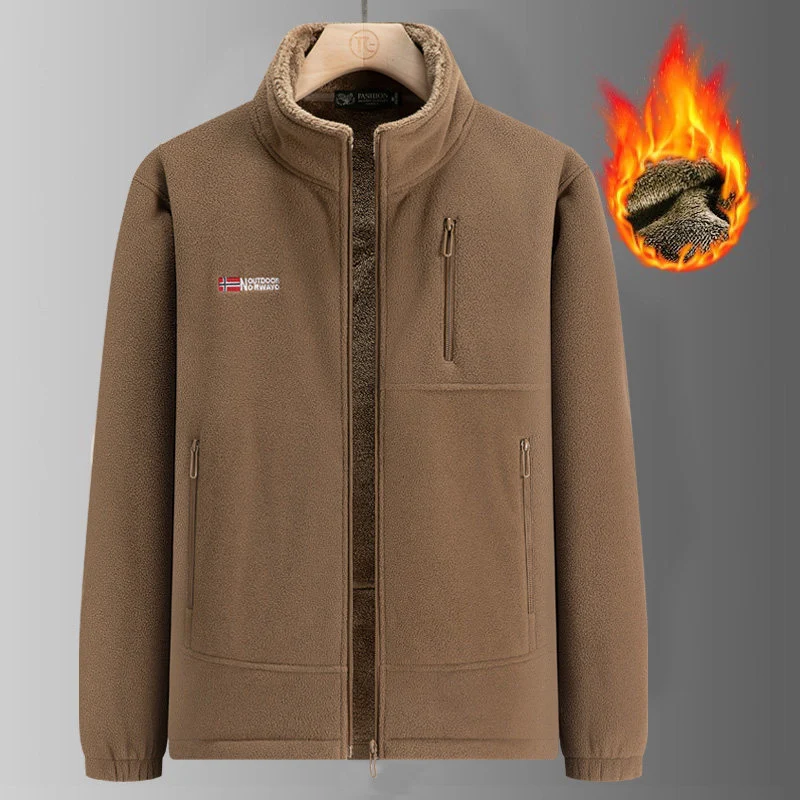 Herren Thermo‑Fleecejacke mit Sherpa‑Futter, hohem Stehkragen & wasserabweisenden Reißverschlüssen Nord Taschen