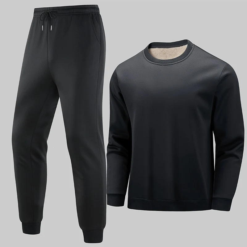 Herren Thermo‑Fleece Lounge‑Set mit Rundhals-Pullover & tapered Jogginghose Nord Taschen
