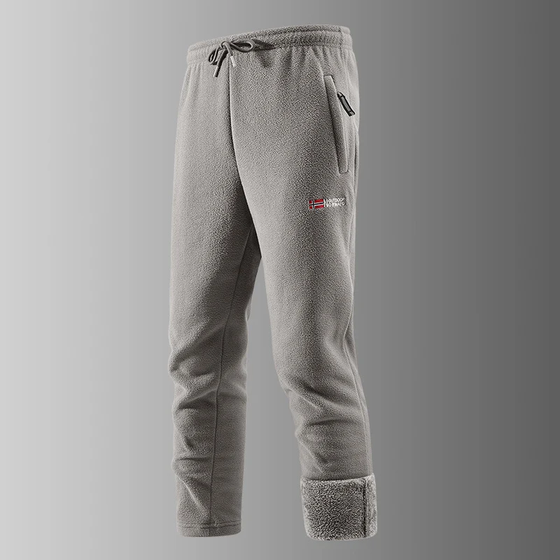Herren Thermo-Fleece-Jogginghose mit Sherpa‑Bündchen, Kordelzug & Reißverschlusstaschen Nord Taschen