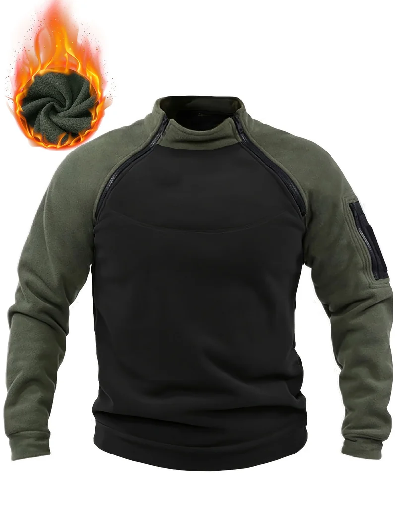 Herren Thermo-Combat-Fleece-Pullover mit verstärkter Brustplatte und Ärmel-Reißverschluss Nord Taschen