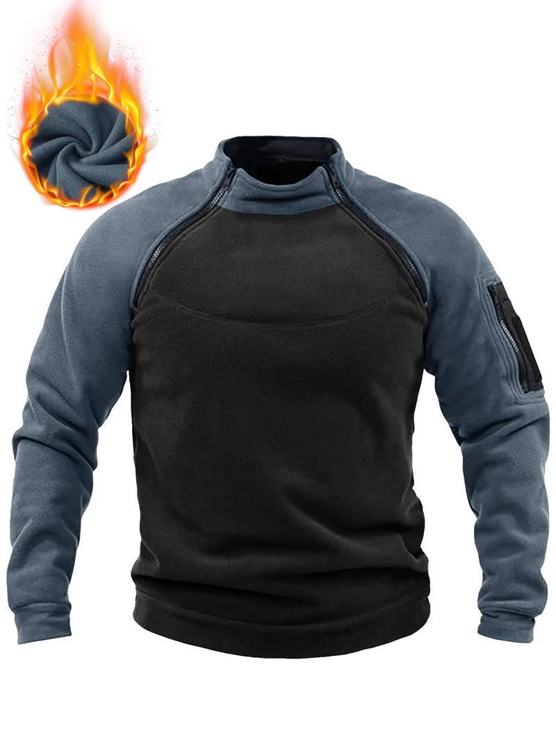 Herren Thermo-Combat-Fleece-Pullover mit verstärkter Brustplatte und Ärmel-Reißverschluss Nord Taschen