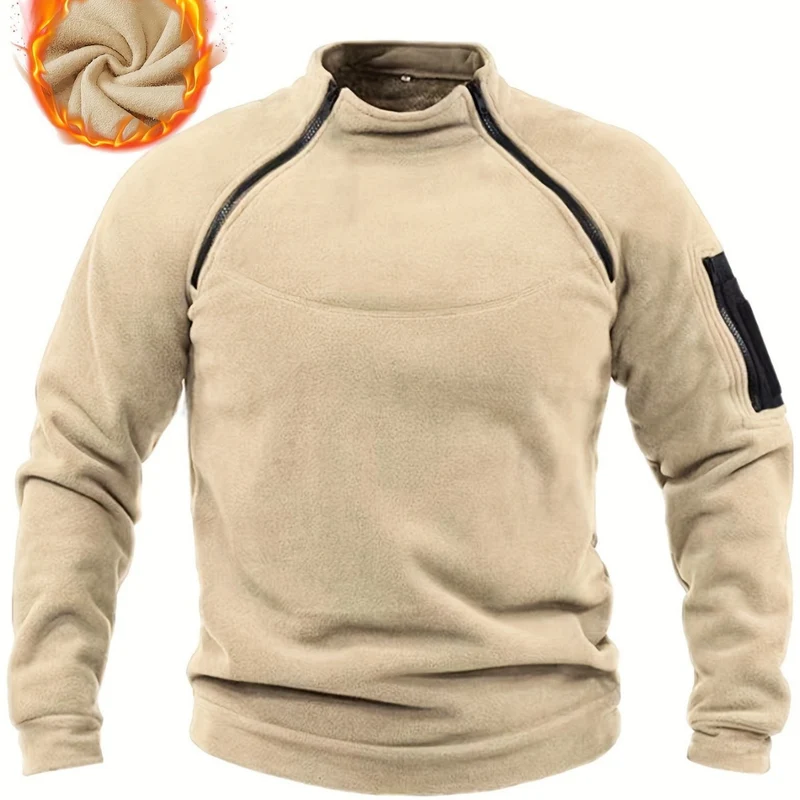 Herren Thermischer Fleece‑Halbzippullover mit Utility‑Ärmeltasche & Schulterreißverschlüssen Nord Taschen