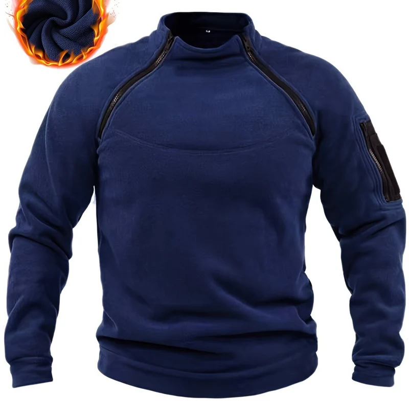 Herren Thermischer Fleece‑Halbzippullover mit Utility‑Ärmeltasche & Schulterreißverschlüssen Nord Taschen
