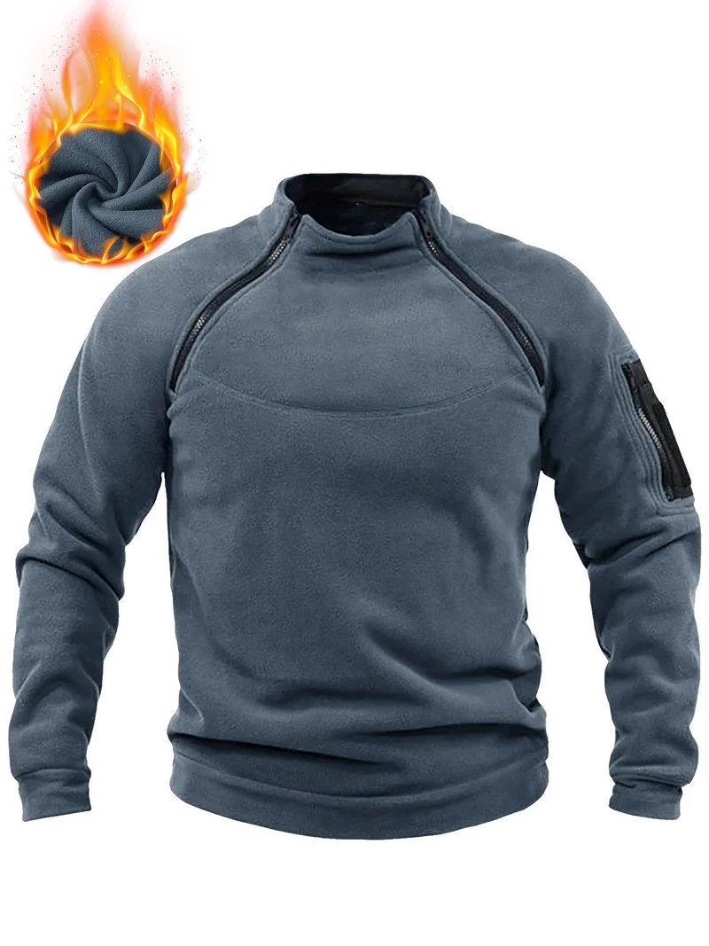 Herren Thermischer Fleece‑Halbzippullover mit Utility‑Ärmeltasche & Schulterreißverschlüssen Nord Taschen